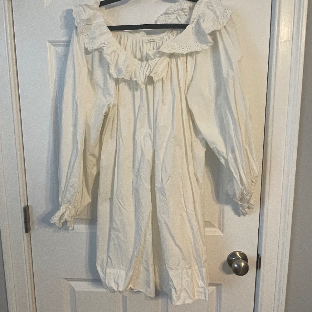 DOEN Dress Salt eyelet Ruffle Collar Mini Size XXL